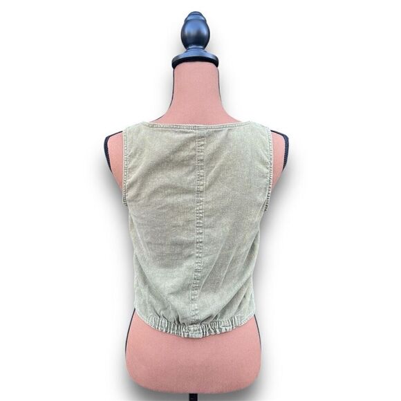Vanilla Star, Sleeveless Button up Front Tie Acid Wash Crop top Juniors’ Medium - Picture 4 of 9
